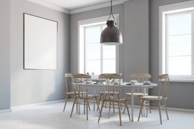 Gri yemek odası köşesi, poster