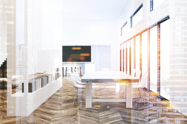 Beyaz yemek odası iç tonda