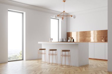 Beyaz ve Bronz mutfak köşesi