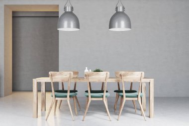 Bir ışık gri mutfak ahşap masa