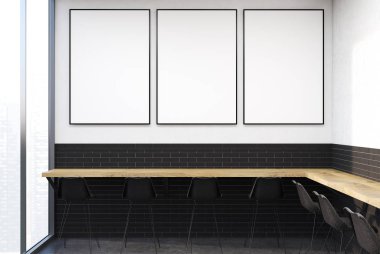 Beyaz ve siyah tuğla poster bar, modern