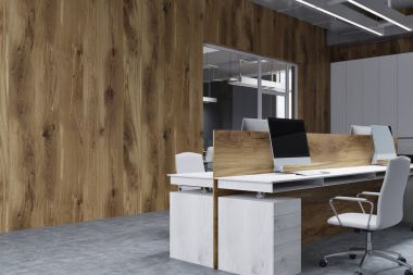 Ahşap duvar office köşe bir posteri ile