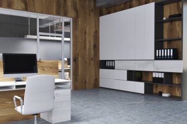 Ahşap duvar office köşe kitaplık ile
