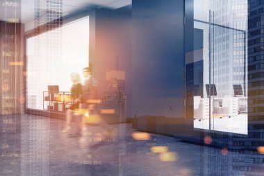 Açık alan ofis, beton, yan, insanlar