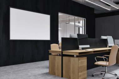 Siyah duvar açık alan office köşe, poster