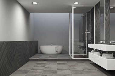 Kiremitli kat gri bir banyo iç