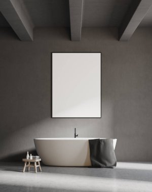 Beyaz gri bir banyo küvetinde poster