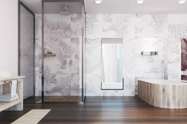 Interior do banheiro de mármore cinza — Fotografia de Stock