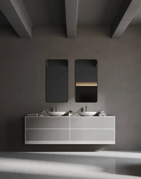 Серый раковина тщеславие блок в серой ванной комнате — стоковое фото