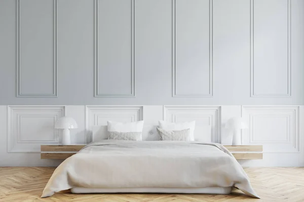 Wnętrza stylowych sypialni, biały z bliska — Zdjęcie stockowe