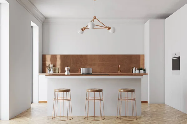 Branco e bronze interior da cozinha — Fotografia de Stock
