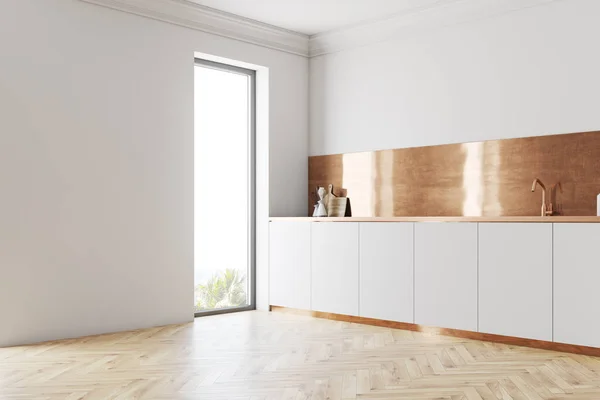 Functional white and brown kitchen side — Stock Photo, Image