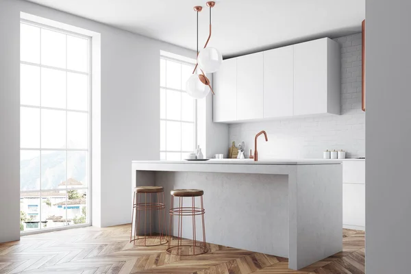 Weiß und Bronze Loft Küche Interieur — Stockfoto