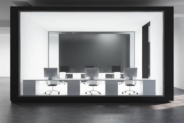 White and glass futuristic office