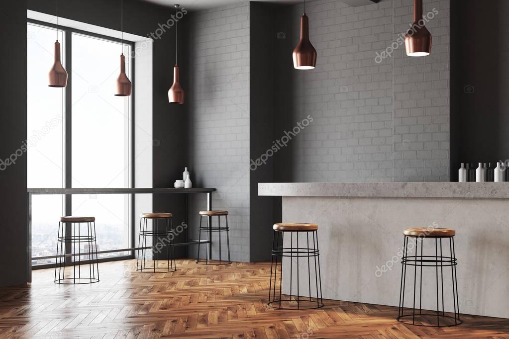 Gray wall bar and cafe corner