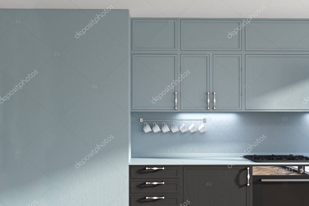 Idea de cocina original gris y negro, la pared — Foto de stock