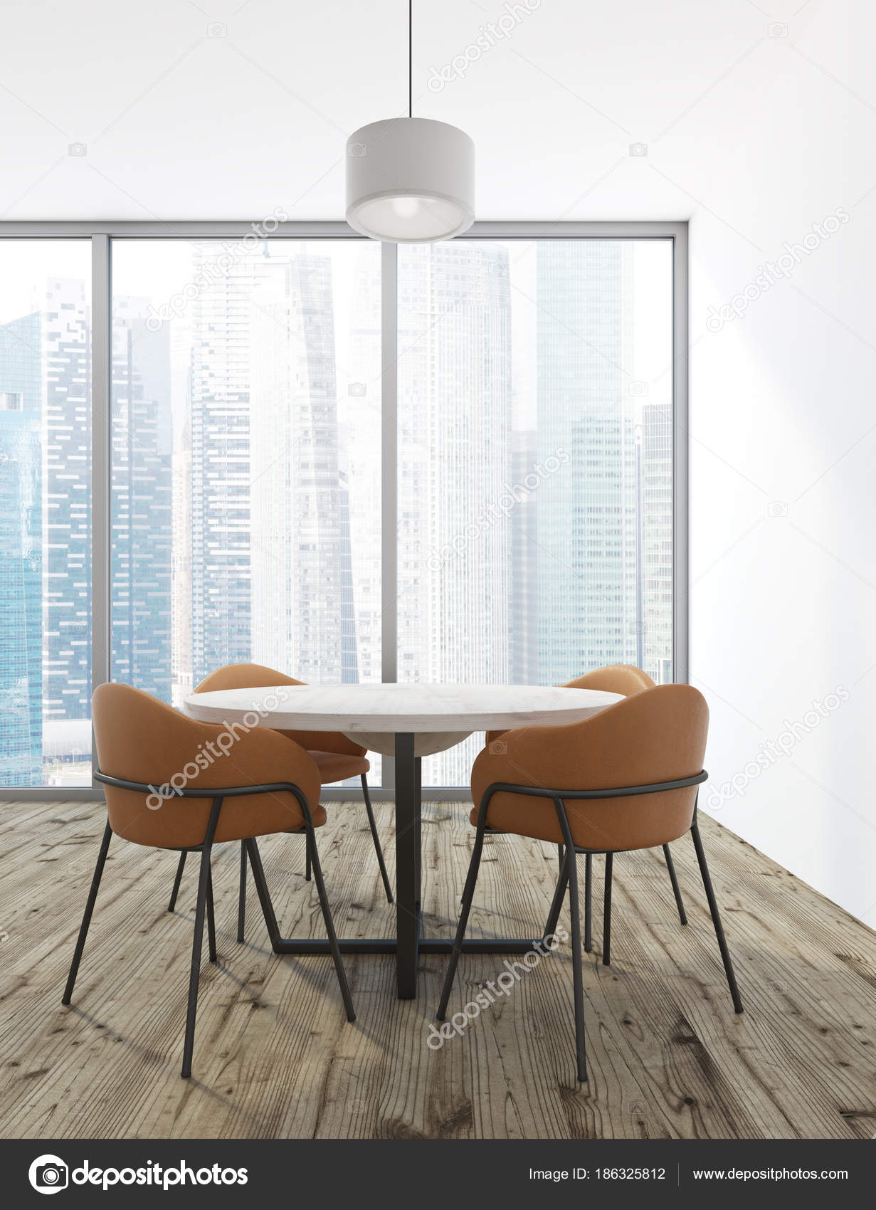 Comedor minimalista blanco interior, ventana — Fotos de Stock ... Comedor minimalista blanco interior, ventana — Fotos de Stock ...