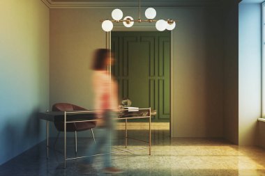 Ev ofis, yeşil ve gri siyah tablo bulanıklık