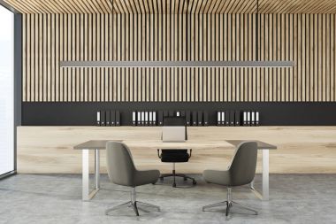 Panoramik ahşap duvar tarafında CEO'su office