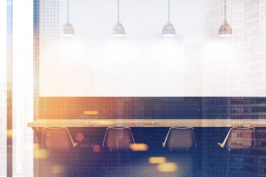 Beyaz ve siyah tuğla modern bar tonda