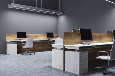 Gri office köşe, bilgisayar masaları