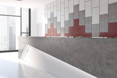 Kırmızı ve gri desen duvar ofis, Resepsiyon