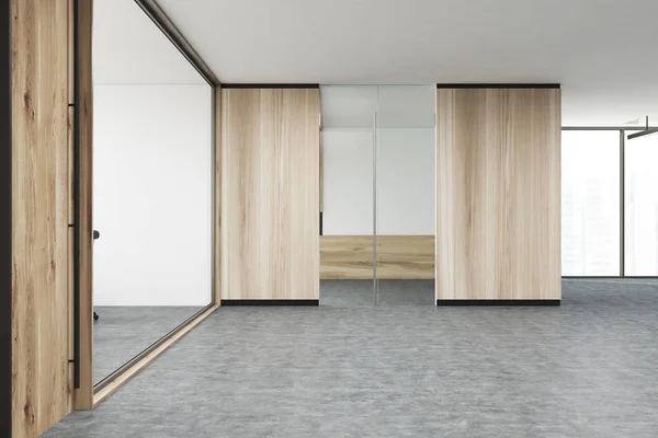 Glazen en houten loft kantoor lobby — Stockfoto