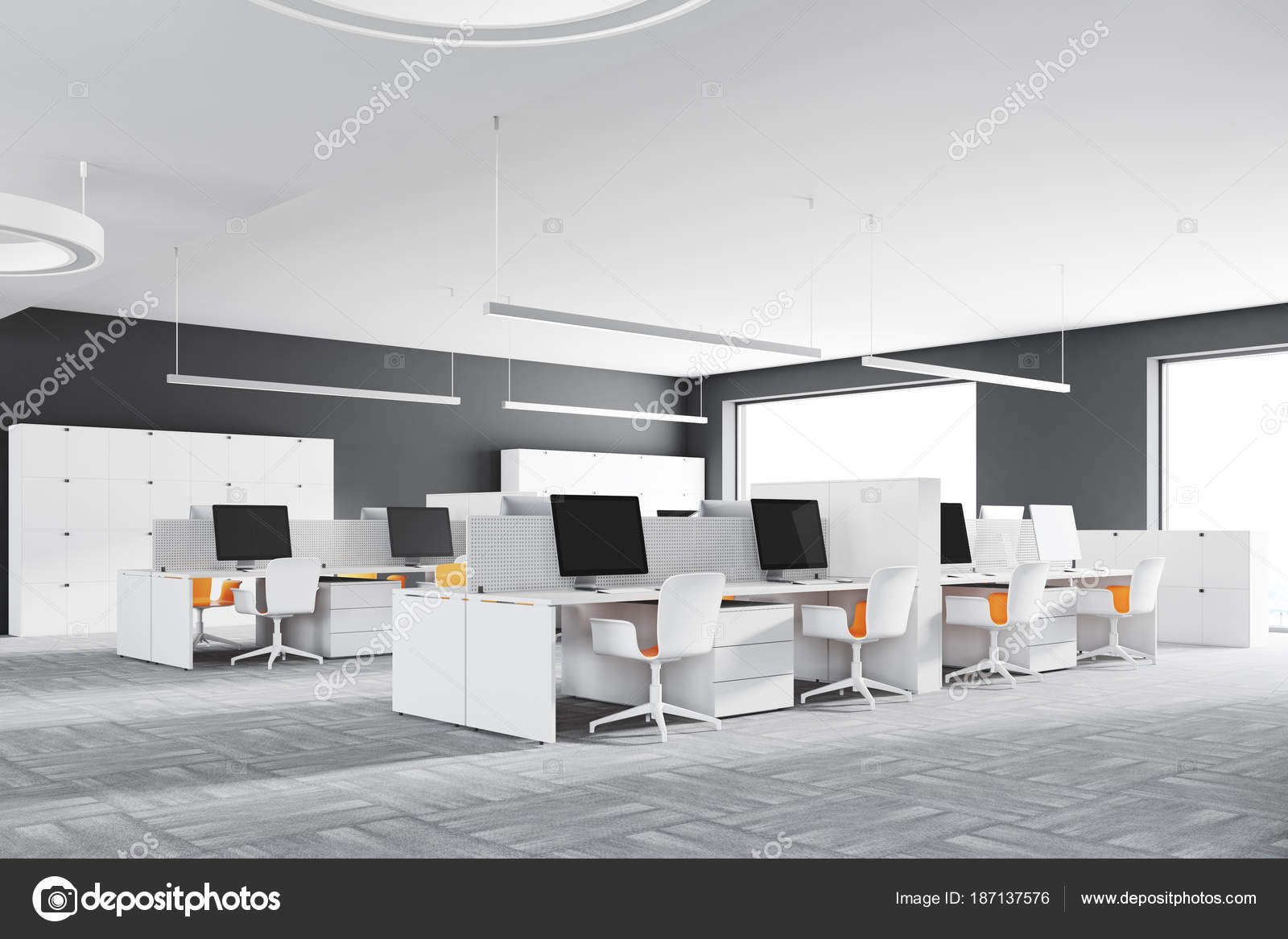 White Open Space Office Corner Stock Photo