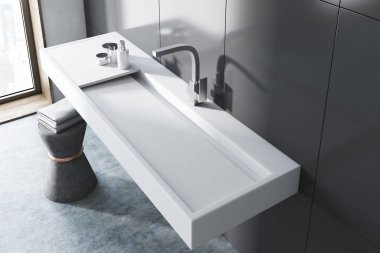 Gri banyo, lavabo Üstten Görünüm