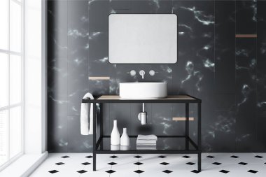 Siyah mermer banyo lavabo