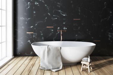Siyah Mermer ve kiremitli panoramik banyo