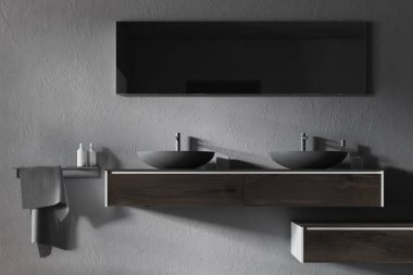 Çift lavabo gri banyo iç yakın çekim