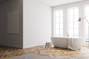 Minimalist beyaz banyo köşesi, poster