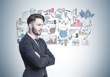 Dalgın sakallı işadamı, iş planı