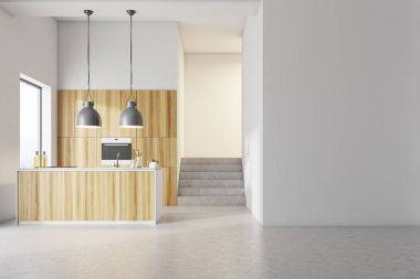 Beyaz mutfak iç, boş duvar