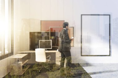 Modern ofis, resim yükleme, tonda poster