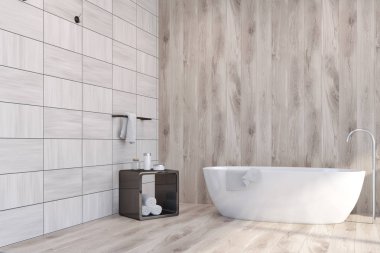Ahşap döşeme banyo köşesi, küvet