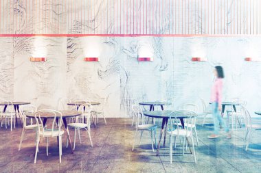 Çatı katı lüks Restoran iç, kadın