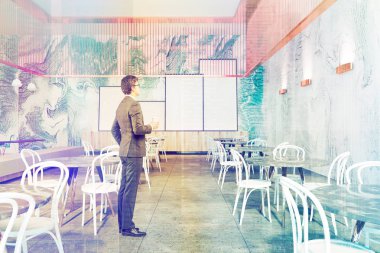 Çatı katı lüks Restoran iç, adam