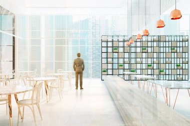 Panoramik Restoran iç, yan görünümü tonda