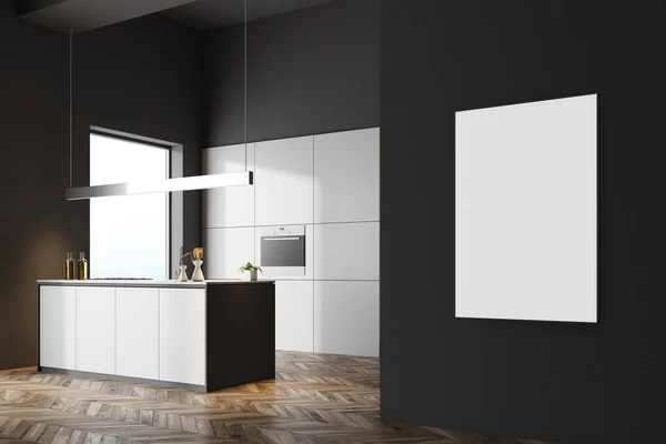 Dark gray kitchen corner, poster — Stock Photo, Image