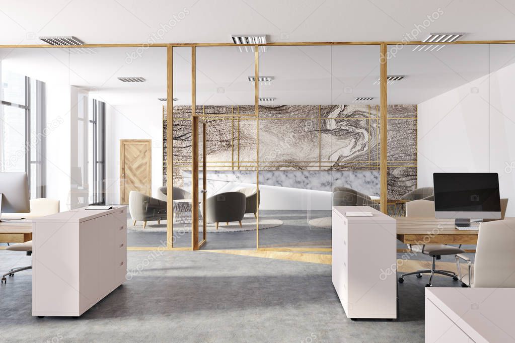 Marble panoramic open space office interior