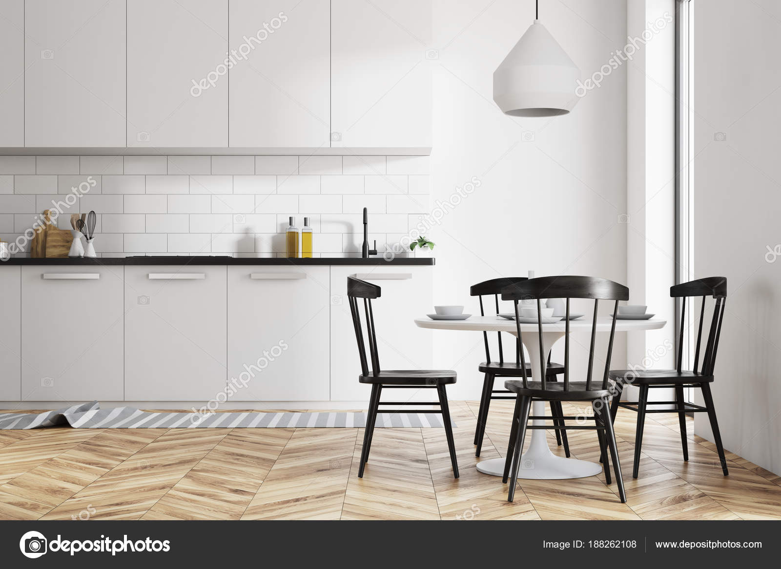 Witte eetkamer en keuken — Stockfoto © denisismagilov #188262108 Witte eetkamer en keuken — Stockfoto © denisismagilov #188262108