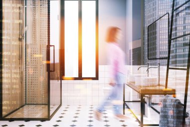 Modern gri banyo dekorasyon fikir, duş bulanıklık