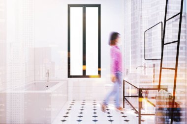 Modern beyaz banyo dekorasyon fikir bulanıklık