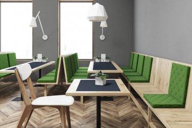 Gri ve yeşil Restoran iç yakın çekim