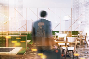 Beyaz ve yeşil Cafe iç tonda