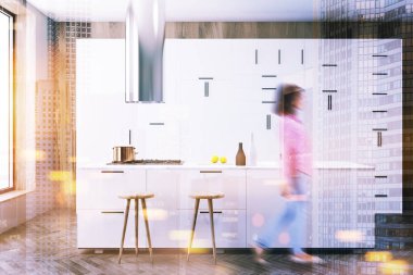 Bar, bulanıklık beyaz mutfak iç