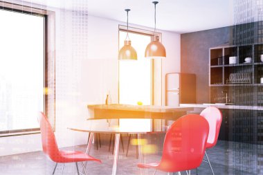 Tonda kırmızı sandalye mutfak iç