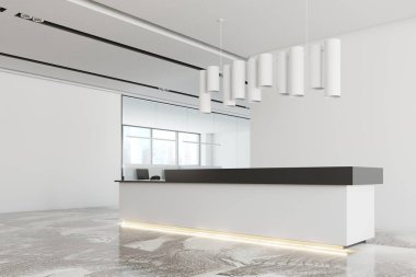 Ofis iç beyaz, siyah Resepsiyon yan beyaz